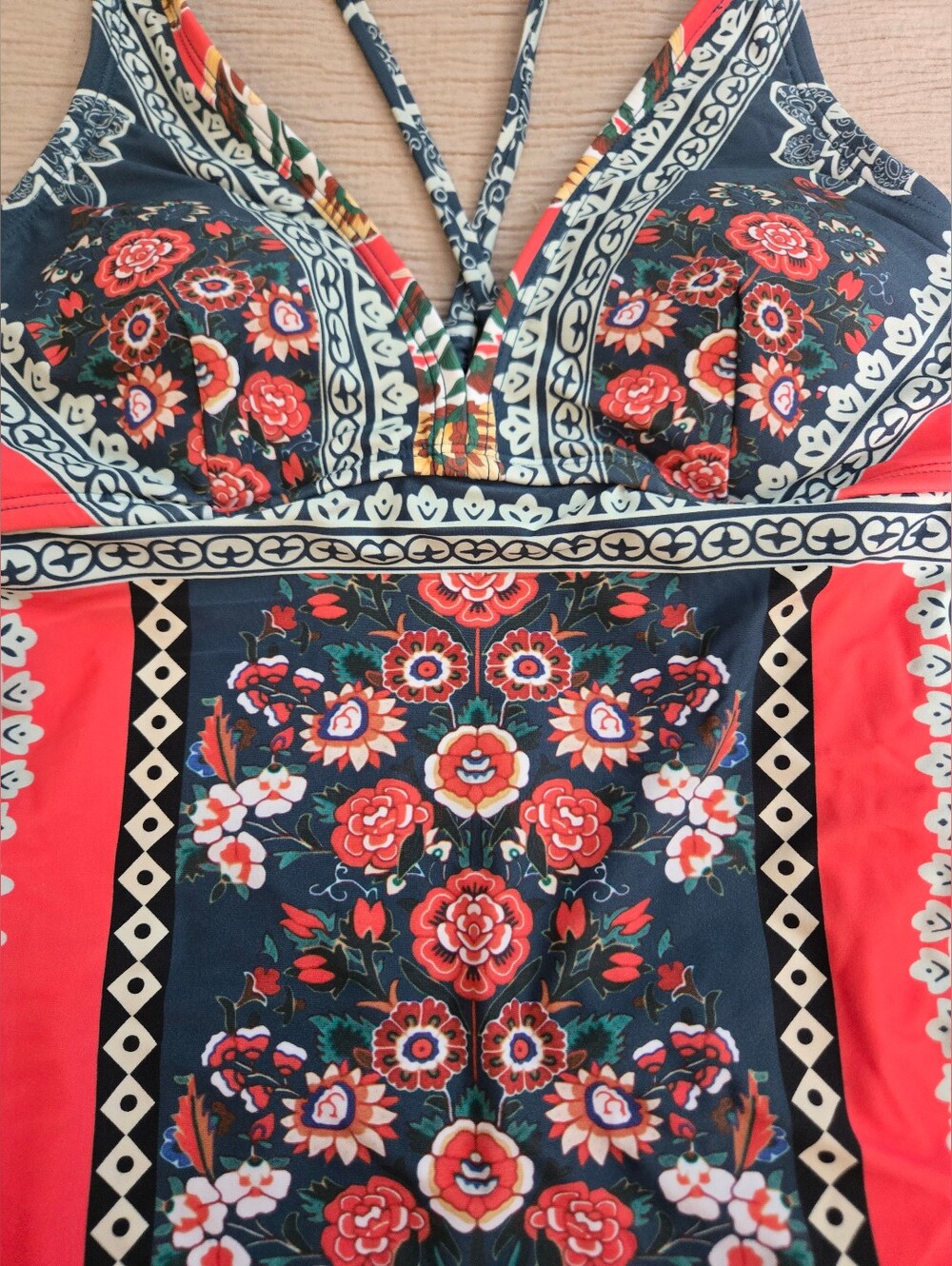 NWT Cupshe Boho Floral Print Lace-Up One Piece Swimsuit, Medium - Picture 4 of 5